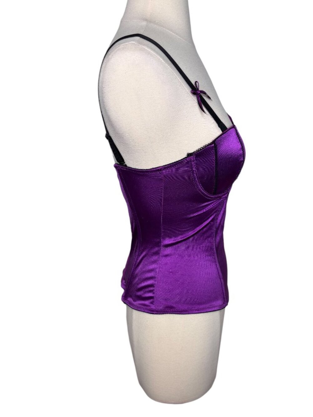Morbid Threads Y2K Purple Satin Underwire Push Up Bows Corset Top Size 34C - Picture 8 of 12